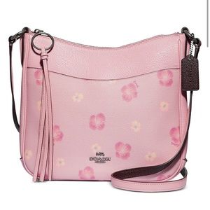Coach chaise pansy print leather crossbody